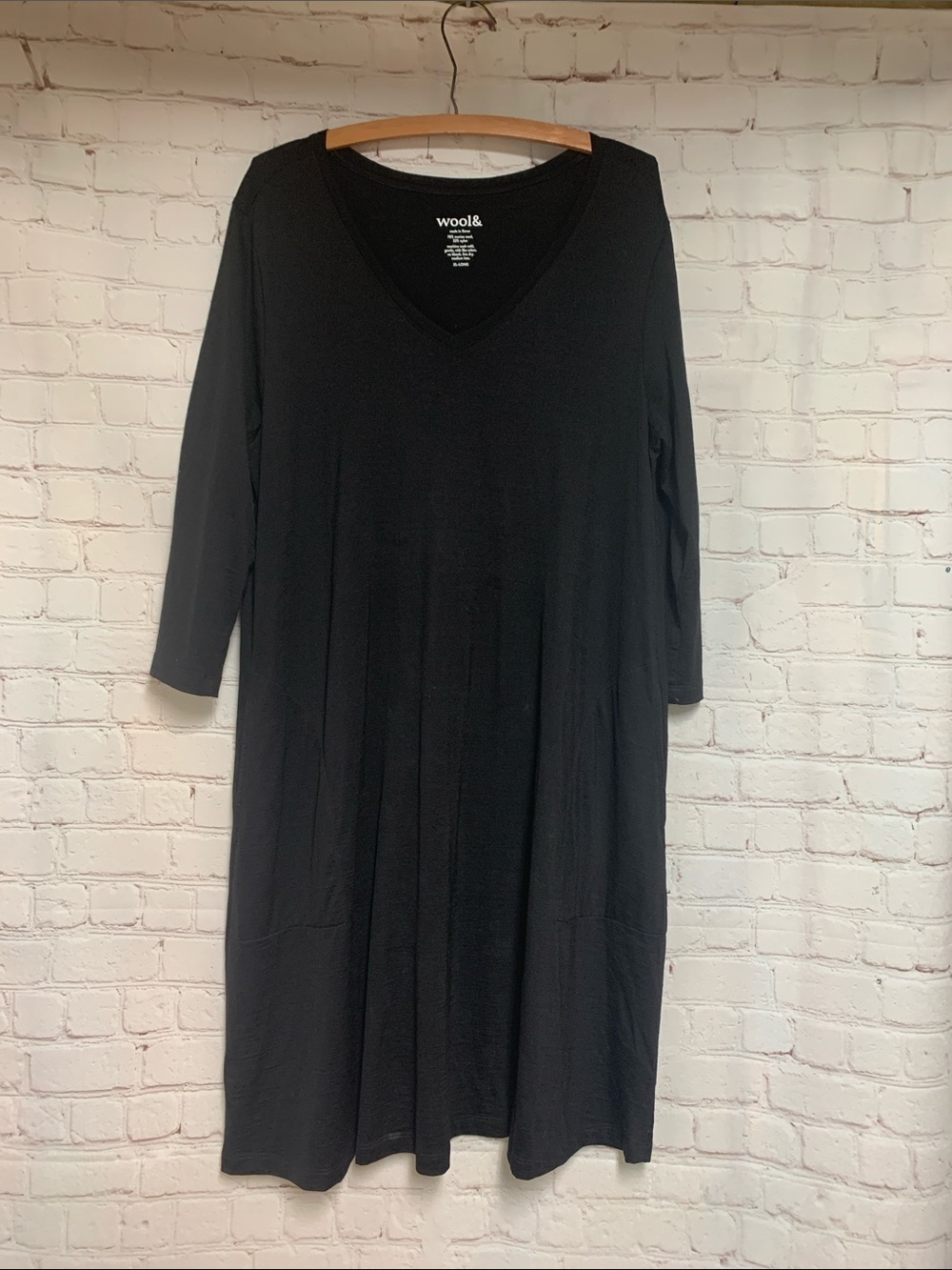 Wool& Merino Wool Black Swing Dress Size XL Long